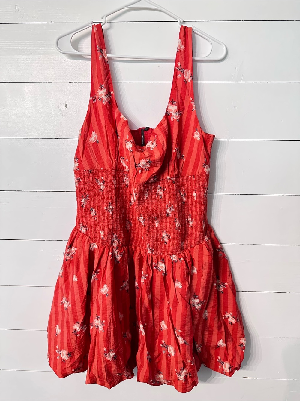 Anthropologie Red Floral Smocked Sundress